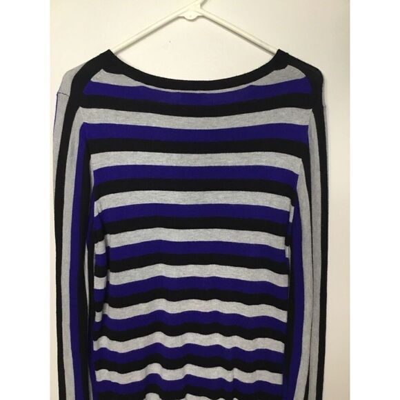 Worthington Womens Large Tall LT Sweater Boat neck Pullover Blue/Gray Stripped - Picture 8 of 11